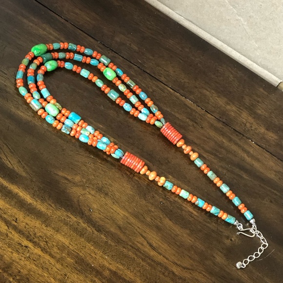 JAY KING DTR Desert Rose Turquoise Coral Triple Strand Sterling Silver Necklace - Picture 11 of 17
